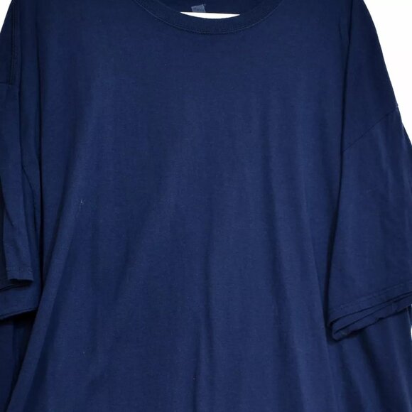 Hanes Mens Navy T Shirt Spellout Graphic Round Neck Pullover Short Sleeve 3XL - Picture 4 of 7
